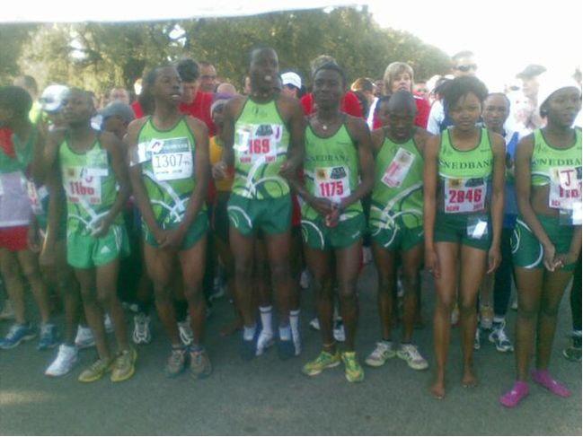 Nedbank runners ready at  the start of the Spar 10 km. race.